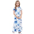 thumbnail image 5 of DAETIROS Girls Blue Floral Maxi Dress With Pockets Soft Stretchy Flowy Comfortable Casual Summer Long Dress For Kids Birthday Party Girls 4-14,Size 5 T, 5 of 9