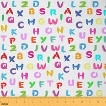 Castle Fairy Monogrammed Letter Fabric by the Yard 1 Yard,Personalized Initial Home Decor Fabric by the Yard,Colorful Alphabet Room Decor Fabric by the Yard,Microfiber Teenager Bedroom Decor