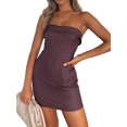 thumbnail image 3 of VISgogo Vestido ceñido al cuerpo sin mangas para mujer, patrón de hojas/a cuadros con cremallera en la espalda, vestido ceñido al cuerpo, estilo callejero de verano de una pieza VISgogo  moda, 3 of 8