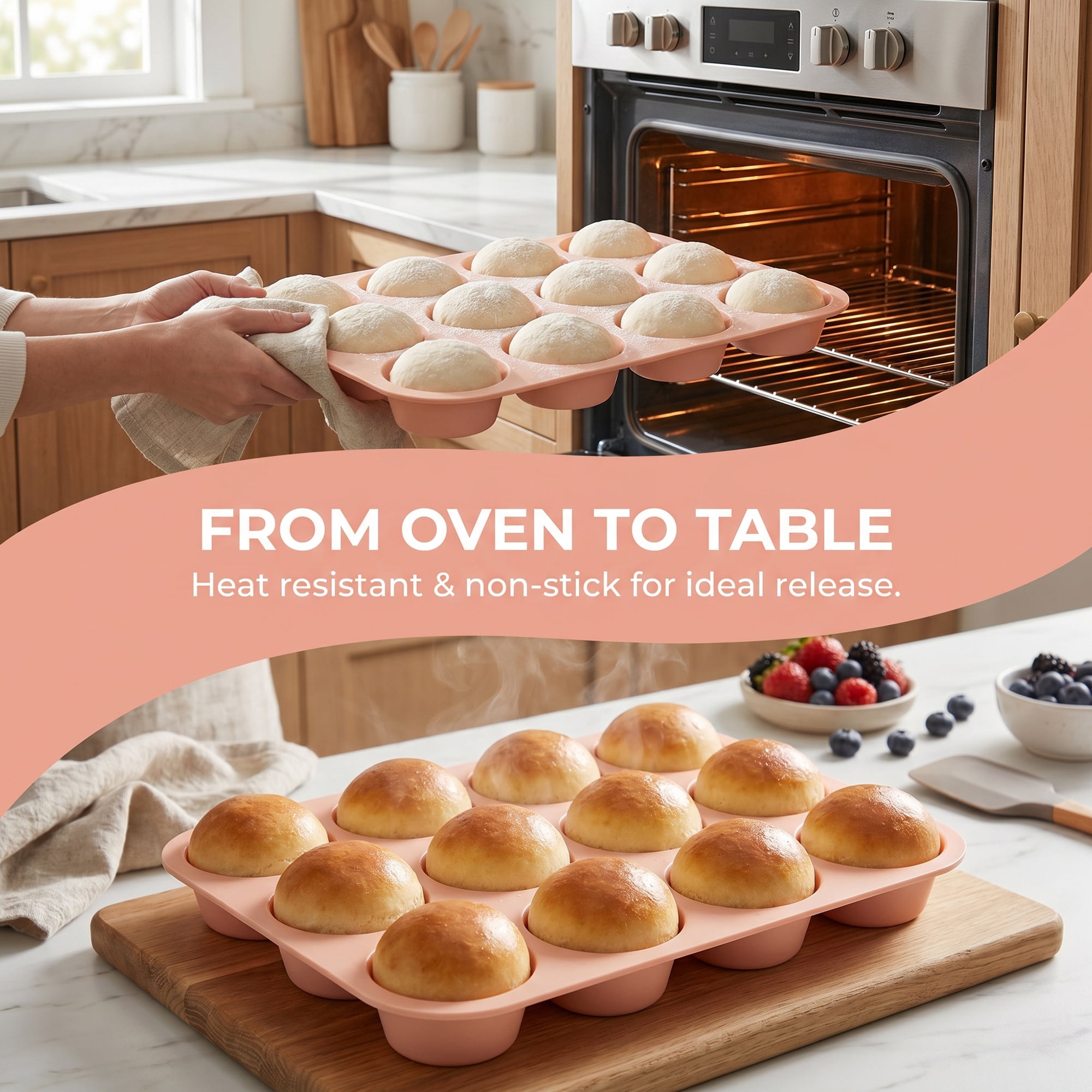 Unique Bargains Baking Pan 12-Cup Nonstick Silicone for Snack Baking Green 11.6"x8.6"