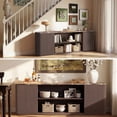 thumbnail image 6 of Hvoonc 70" Fluted TV Stand for 65-80" TVs, Faux Marble Top, Entertainment Center with Storage for Living Room, Walnut Brown, 6 of 10