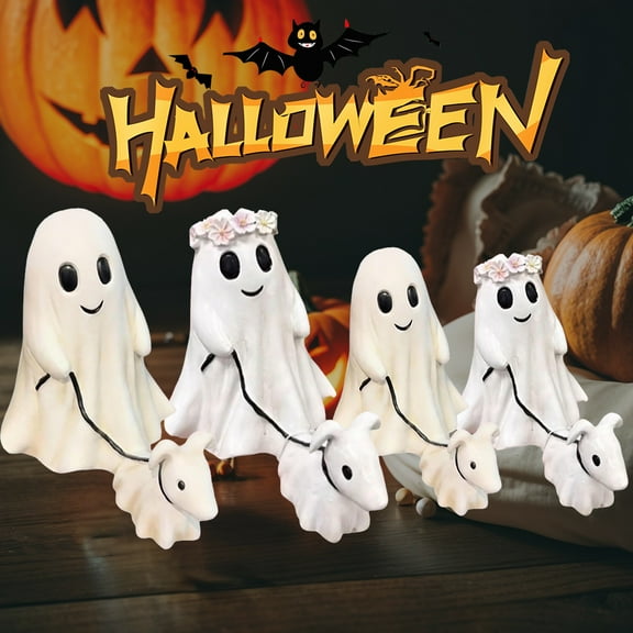 15/25cm Halloween Ghost Decoration Resin Ghost Walking Dog Statue Halloween Decoration Home Ornament Holiday Gift Prop