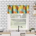thumbnail image 2 of Blue Yellow Floral Valance Curtain Boho Dahlia Chrisanthemum Flowers Pattern Rod Pocket Valance Window Treatments Short Curtains for Kitchen Bathroom Farmhouse 54x18inch, 2 of 6