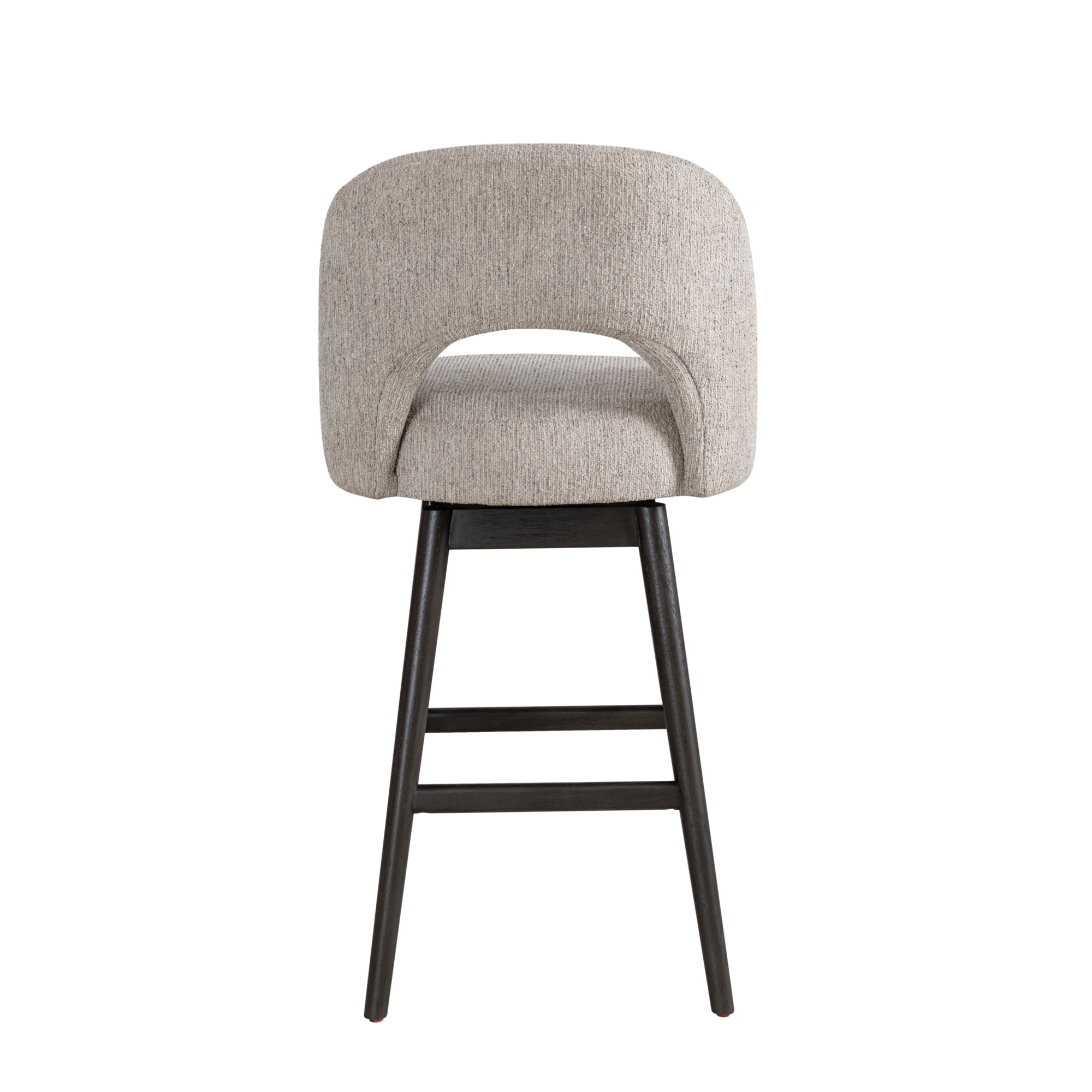 Adrian Gray Solid Wood Upholstered 30" Bar Height Swivel Barstool with Morning Fog Fabric Seat - Set of 2