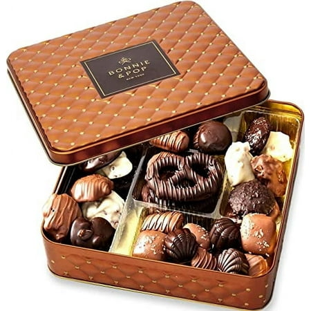 Chocolate Gift Basket Gourmet Snack Food Box in Keepsake Tin- Bonnie and Pop