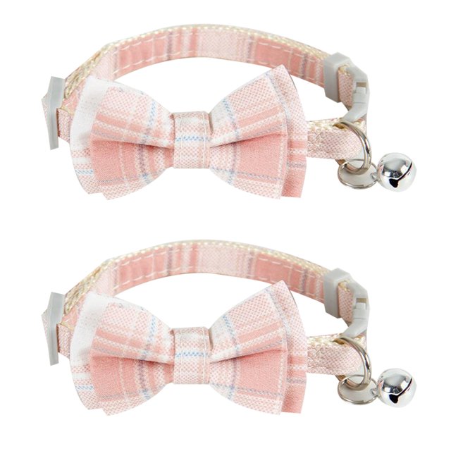 Collar SuperBuddy y lindo lazo con cascabel desmontable: collar a cuadros de 2 piezas con lazo desmontable