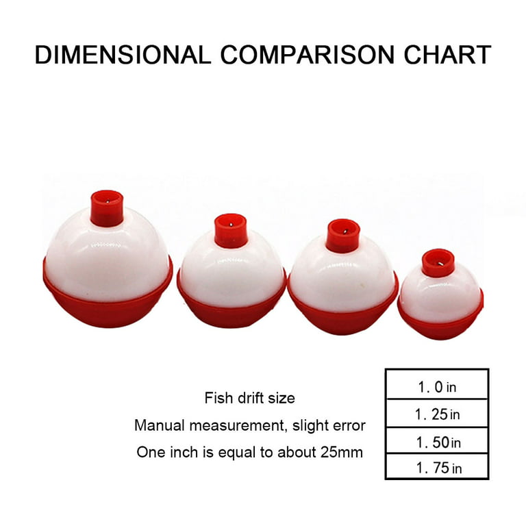 Unique Bargains 1.75 Inch Fishing Bobbers, Plastic Push Button Round Fishing Float, Red And White 10 Pack 1.75 Inch
