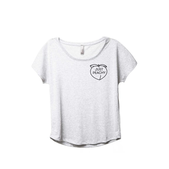 Just Peachy Women's Fashion Slouchy Dolman T-Shirt Tee Heather White Small