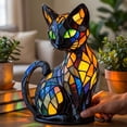 thumbnail image 6 of Stained Glass Cat Lamp Black Cat Accent Night Light for Spooky Gothic Home Decor Witchy Halloween Decorations for Home, Table Decor for Living Room, 6 of 6
