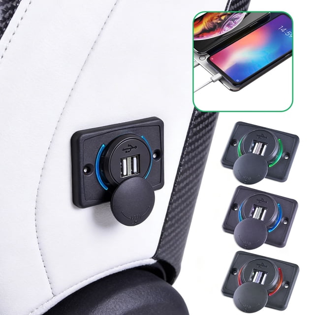 Sentmoon USB Car Charger Socket with LED Light 12V 24V Power Female Bus Boat RV Marine Charging Port Adapter Fast Charging for Smartphones Tablets GPS Electronic Accessories