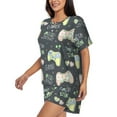 thumbnail image 2 of Fuzoiu Gamers Print Women's Short-Sleeved Pajama Set,Lounge Sleepwear Set,Womens Pajama Sets 2 Piece,Button-Up Top and Shorts with Pockets-XX-Large, 2 of 7
