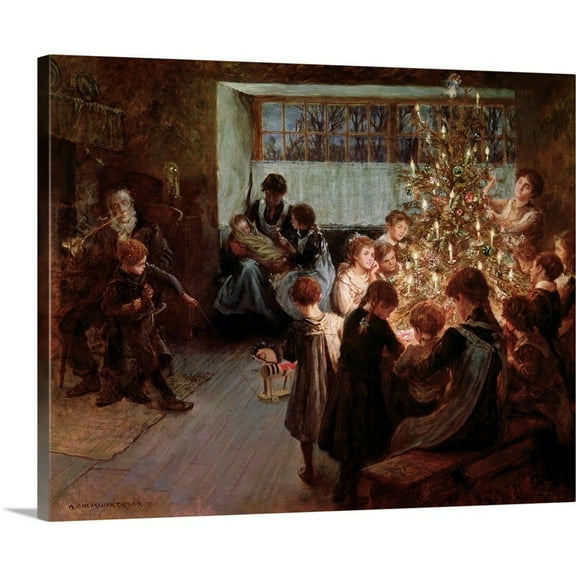Great Big Canvas "The Christmas Tree, 1911"  by Albert (1862-1925) Tayler Dark Gray Gray   Wrapped Canvas Print Wall Artwork