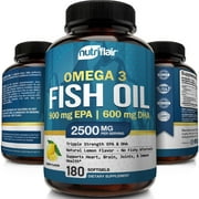 NutriFlair Fish Oil Omega 3 Supplement for Brain and Heart Health 180 Softgels