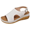 thumbnail image 3 of Orthopedic Sandals for Women Open Toe Breathable Hollow out Slingback Low Wedge Summer Beach Shoes Comfortable Arch Support Nonslip Walking Shoes White Size 7.5, 3 of 9