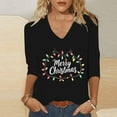 thumbnail image 2 of successthop Womens Christmas Shirt Funny Graphic Plus Size 3/4 Sleeve Clothe Lightweight Oversized Crewneck Party Tops, 2 of 5