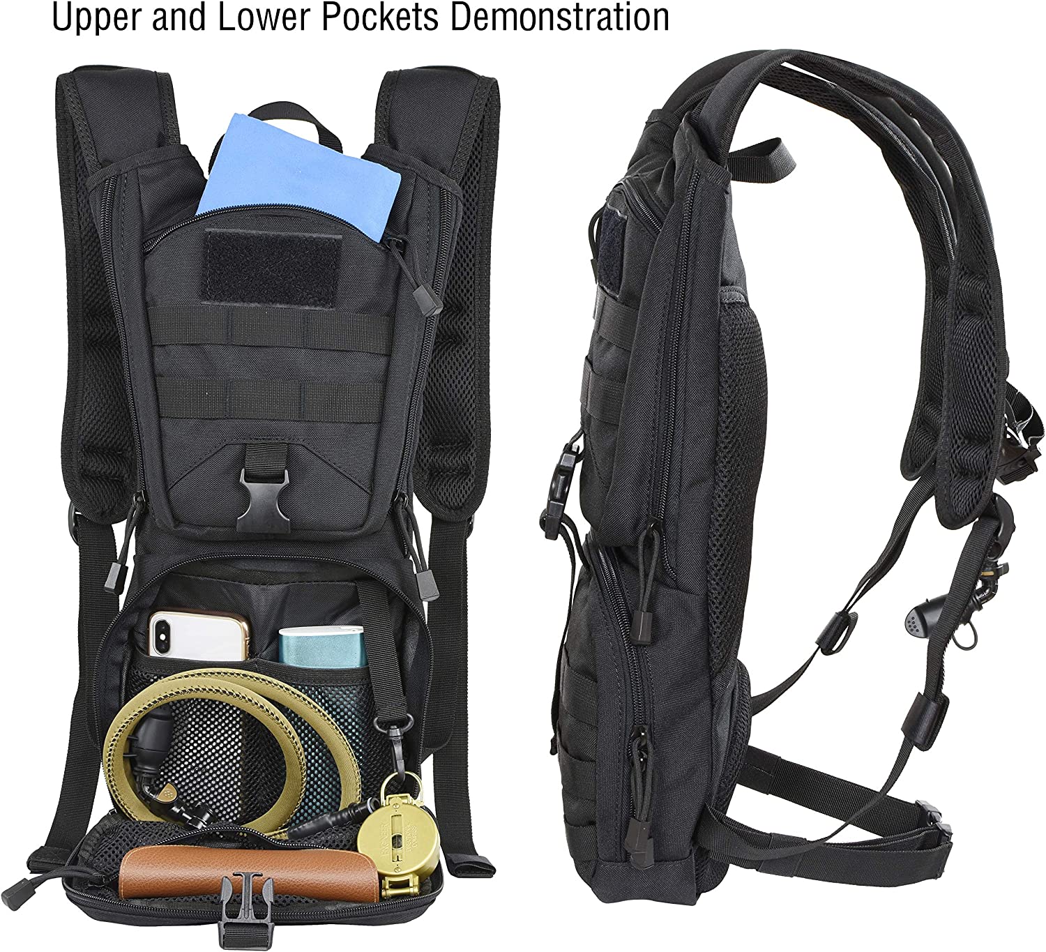 Tactical Hydration Backpack Pack with 3L BPA Free Water Bladder for Hiking, Climbing, Hunting - image 3 of 6
