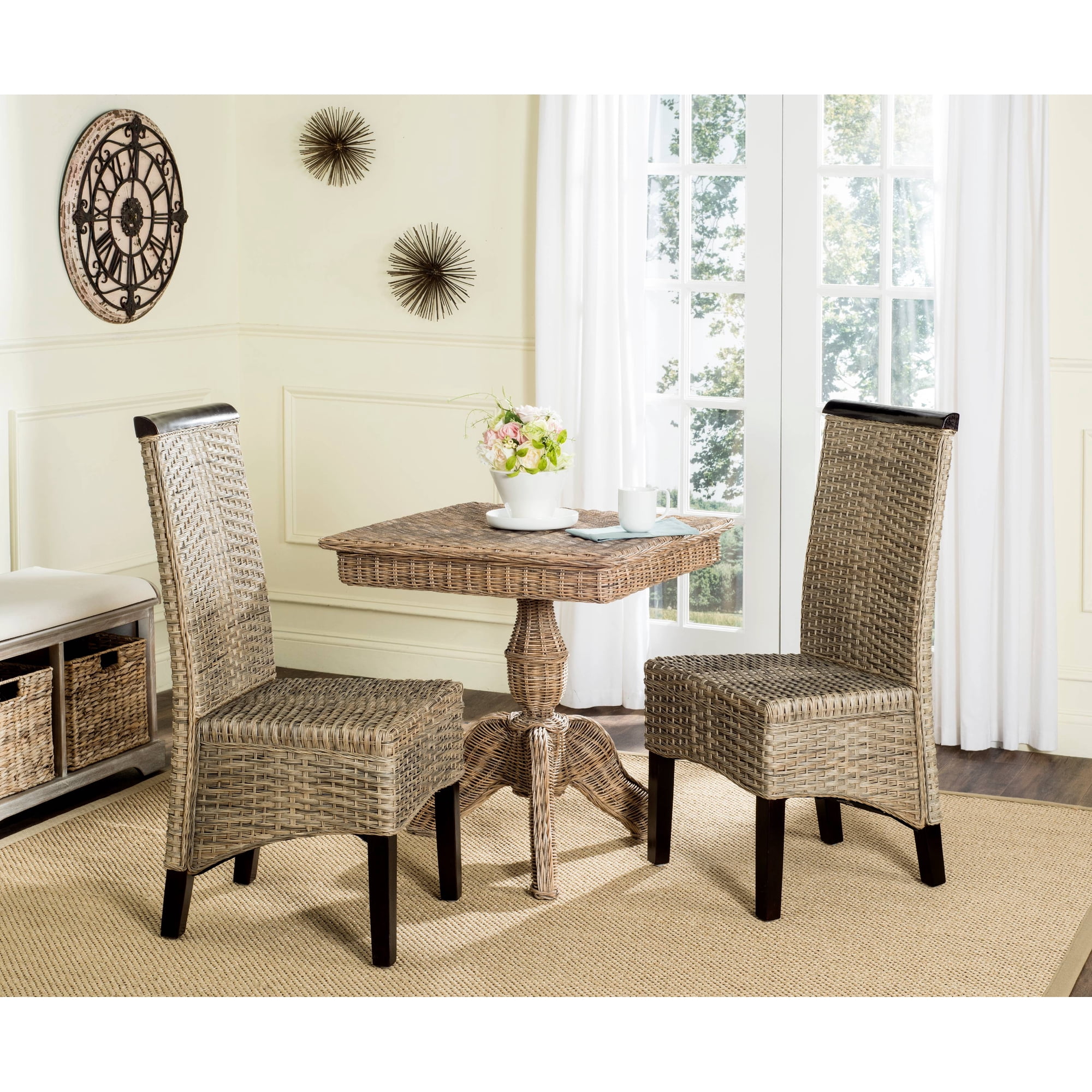 Safavieh Ilya Nautical Wicker 18  H Wicker Dining Chair  Set of 2