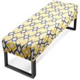 thumbnail image 1 of Queilt Bench Cover Stretch Bench Covers for Dining Room Anti-Dust Removable Bench Slipcover Washable Bench Seat Protector Cover for Living Room, Bedroom, Kitchen (Yellow Grey), 1 of 4