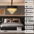 thumbnail image 6 of Huloretions Modern Crystal Chandelier,Crystal Chandeliers for Dining Room Lights Fixtures,3-Tier 5 Lights Round Crystal Lighting Fixtures for Living Room Entryway Kitchen Island, 6 of 6