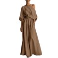 thumbnail image 2 of Idoravan 2 piece sets for women going out Fashion Women One Shoulder Short Sleeve And Long Pants Solid Casual 2PC Sets, 2 of 6