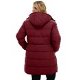 thumbnail image 4 of Soularge Women's Plus Size Puffer Jacket Windproof Winter Coat Warm with Removable Hood Wine Red 4X, 4 of 12