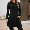 thumbnail image 2 of XIAONU Womens Hoodies Solid Color Kangaroo Pocket Long Hoodie Dress Baggy Long Sleeve Drawstring Oversized Pullover Hoodie Sweatshirts, 2 of 6