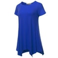 thumbnail image 2 of SSOULM INCH & FIT Women's Round Neck Short Sleeve Asymmetrical Hem Tunic Tank Top. Made in U.S.A, 2 of 5
