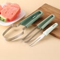 thumbnail image 2 of LYCAQL 3-in-1 Fork Slicer CutterÃ¯Â¼ÂStainless Steel Cutter Cutter Slicer Tool Melon Cutter Knife Portability Fruit Fork for Camping Kitchen Gadgets, 2 of 7