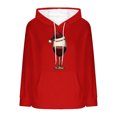 thumbnail image 5 of Xuniizn Christmas Sweatshirts for Women, Santa Print Long Sleeve Drawstring Front Pocket Double Velvet Oversized Hooded Tops, Soft Comfortable Warm Holiday Casual Hoodies, 5 of 7