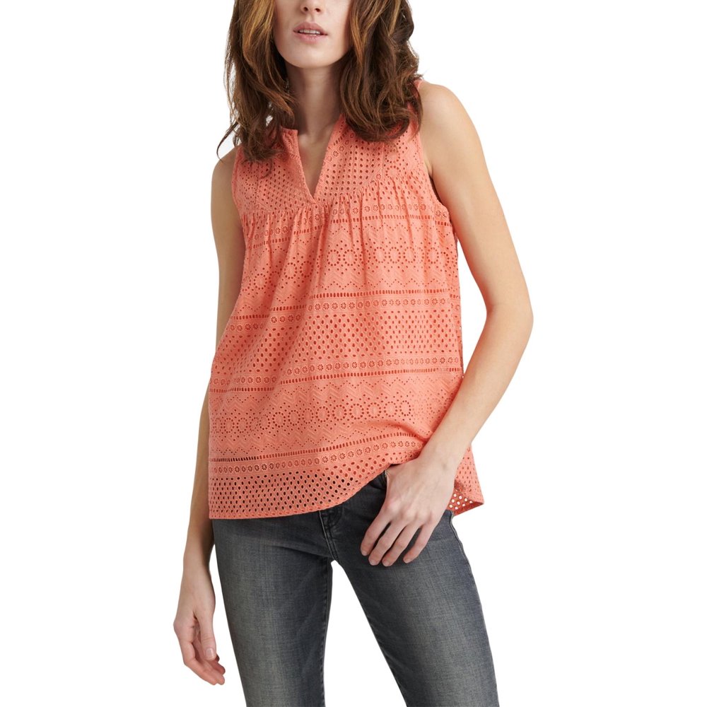 Lucky Brand Lucky Brand Womens Eyelet Sleeveless Blouse
