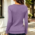 thumbnail image 6 of XRoczxe Women's V-neck long-sleeved ribbed knit top, casual solid color lightweight pullover | suitable for everyday commuting and all-day wear., 6 of 7