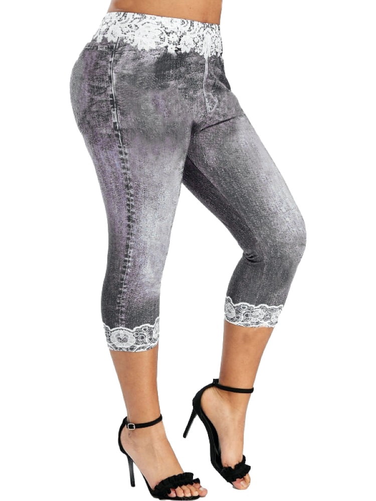 SySea Lace Panel Denim Leggings Knee 