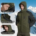 thumbnail image 3 of TACVASEN Men's Winter Ski Snow Jackets Heavyweight Waterproof Warm Fleece Hiking Coat with Hood Multi-Pockets Army Green L, 3 of 7