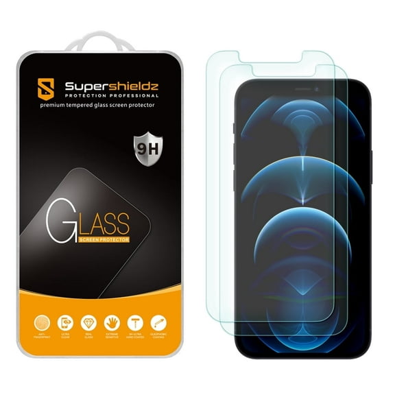 (2 Pack) Supershieldz Designed for iPhone 12 / iPhone 12 Pro (6.1 inch) Tempered Glass Screen Protector, Anti-Scratch, Anti-Fingerprint, Bubble Free