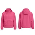 thumbnail image 4 of Women's Half‑Zip Hooded Anorak Jacket, Oversized Pullover Windbreaker with Kangaroo Pocket & Drawstring Hem for Casual Travel Daily Wear Hot Pink M(M), 4 of 9