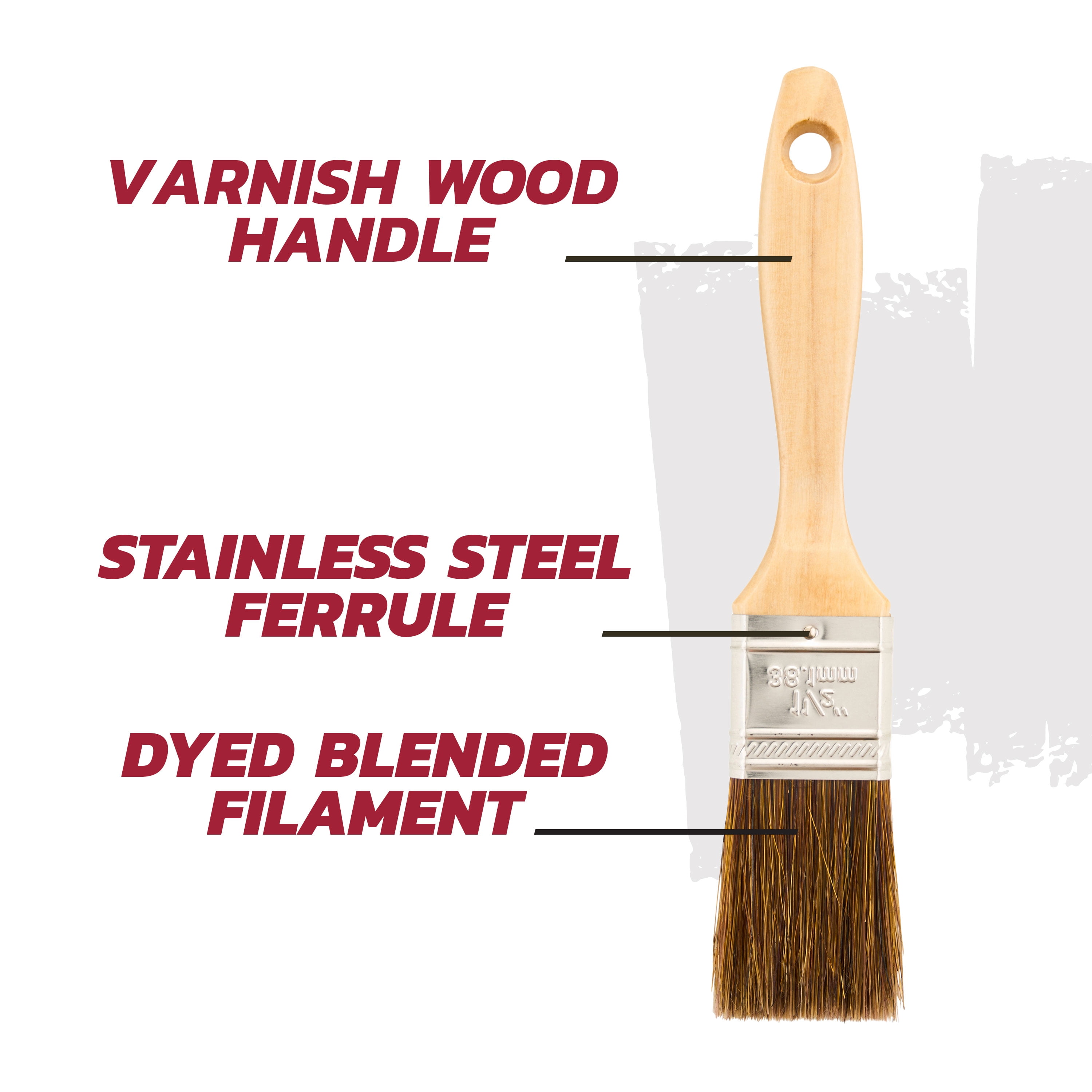 (2 pack) Linzer 1.5" Polyurethane Finishes Flat Paint Brush; Ultra-Smooth Finish