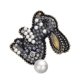 thumbnail image 2 of Adorable Rabbit Brooch Creative Pearl Crystal Rabbit Brooch Alloy Brooch Clip Jewelry Clothes Accessory (Style B, 2 of 3
