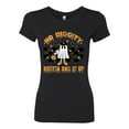 thumbnail image 2 of Wild Bobby No Diggity Boutta Bag it Up Ghost Bats Stars Pumpkin Halloween Orange and Black Halloween Women Slim Fit Junior Tee, Black, Small, 2 of 6