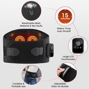 FlareMore Cordless Heated Waist Belt for Lower Back Pain Relief,USB Rechargeable Lumbar Support Brace with 3 Heating and 3 Vibration Modes,Adjustable Fit for Abdomen and Back,Black
