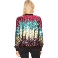 thumbnail image 2 of Anna-Kaci Womens Sequin Long Sleeve Front Zip Jacket with Ribbed Cuffs Small Gradient Color, 2 of 7