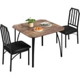 thumbnail image 1 of 2-person dining mesa set con chamfer design. 3-piece dining room set featuring cushioned asientos. perfect para home kitchens, apartments, y small spaces. rustic brown finish., 1 of 9
