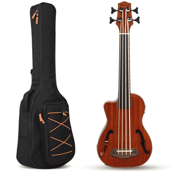 Batking Bass Ukulele For Adults UBass Ukelele Baritone Fretless Electric with F-Holes and Gig Bag 30 Inch Ukulele For Kids