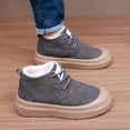 thumbnail image 4 of Winter Boots for Men Casual Suede Furry Lined Lace up Flat Walking Shoes Comfy Platform Soft Sole Nonslip Snow Booties Gray Size 11, 4 of 6