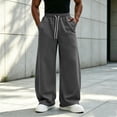 thumbnail image 6 of Wide Leg Sweatpants for Men,Drawstring Elastic Waist Loose Fit Pants with Pockets for Daily Wear, 6 of 7