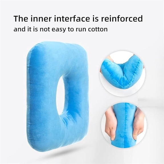 Healthinize 15.7" x 13.7" Blue Donut Ring Seating Cushion, Soft Cotton Filled, Hip and Coccyx Support