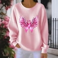 thumbnail image 6 of VKOYWKM Breast Cancer Awareness T-Shirt Women Oversized Long Sleeve Textured Shirts Pink Ribbon Graphic Tee Cancer Survivor Crew Neck Pullover Sweatshirt Fall Tops, 6 of 6