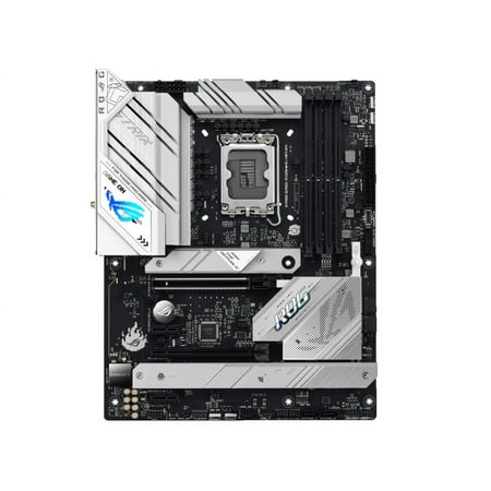 ASUS ROG Strix B760-A Gaming WiFi D4 Intel B760 (13th and 12th Gen) LGA 1700 white ATX motherboard, 12 + 1 power stages, DDR4, PCIe 5.0, three M.2 slots, WiFi 6E, USB 3.2 Gen 2x2 Type-C, and Aura Sy