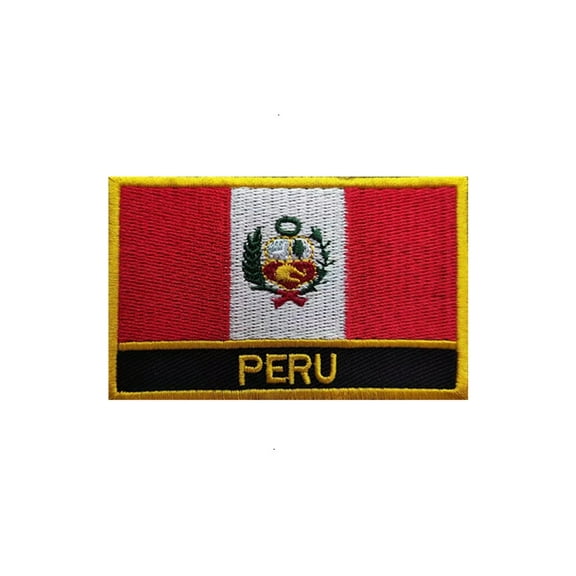 Ruoming 1 PCS National flag Patches Iron On or Sew On Embroidered Tactical Military Peru Patch