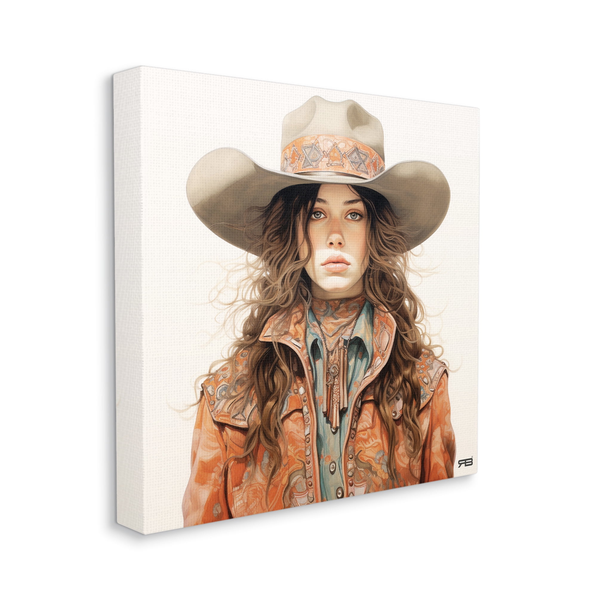 Stupell Industries Boho Cowgirl Paisley Jacket Abstract Painting Gallery Wrapped Canvas Art Print Wall Art, 24 x 24