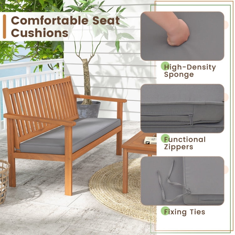 Aimee Lii 4 Pieces Patio Wood Furniture Set Acacia Wood Sofa Set with Loveseat, Patio Furniture Sets, Gray